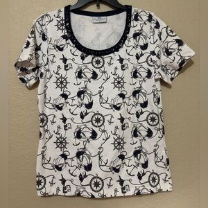 Princess Cruises Nautical Embellished Cotton Shirt Size M